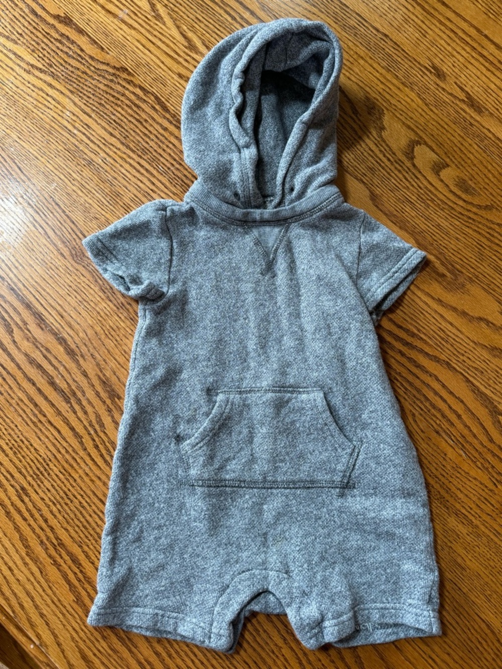 18-24 month Baby GAP Gray Hooded Short-Sleeve Romper cotton natural fiber